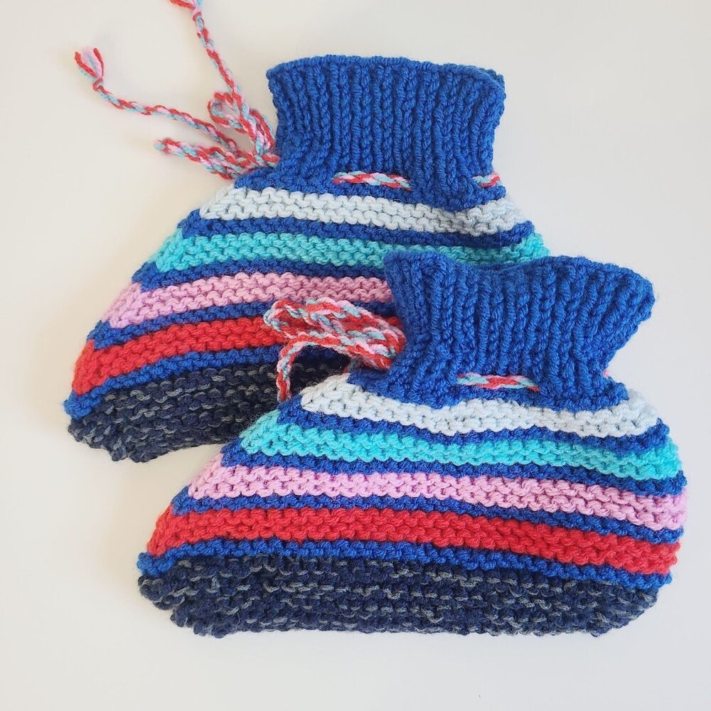 Knitted Multicolor Women's Booties Hand Made Multi Color Reading Socks